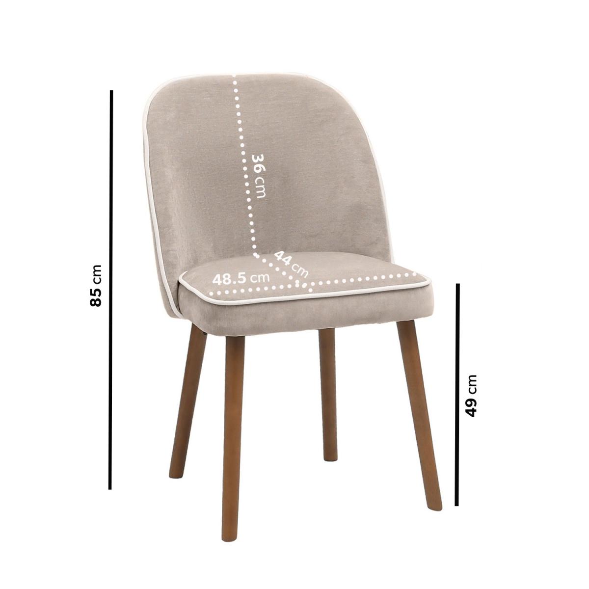 Set of 2 Taupe Chenille Dining Chairs with Contrast Piped Detail - Claudia – image 2