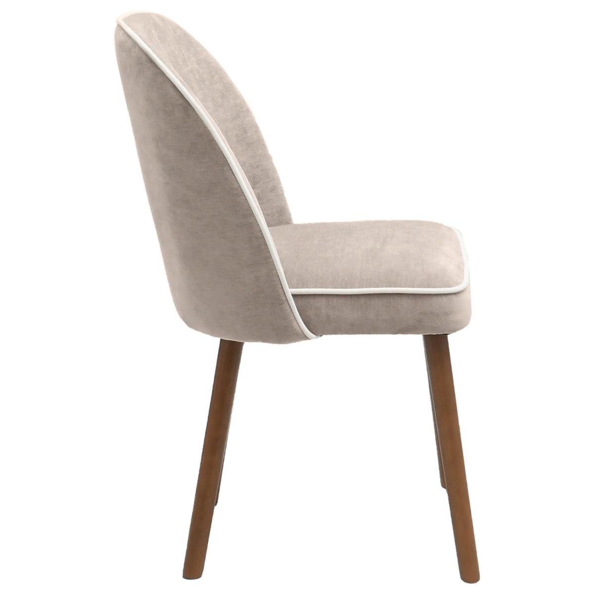 Set of 2 Taupe Chenille Dining Chairs with Contrast Piped Detail - Claudia – image 6
