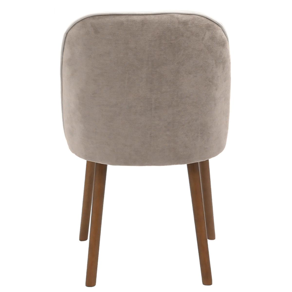 Set of 2 Taupe Chenille Dining Chairs with Contrast Piped Detail - Claudia – image 7