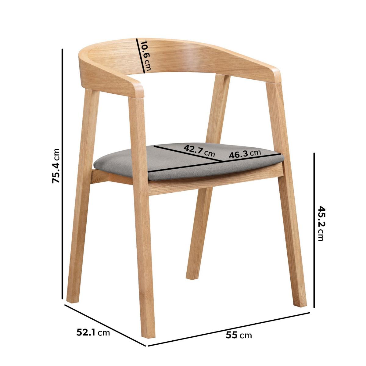 Set of 2 Solid Oak Carver Dining Chair with Fabric Seat - Anders – image 2
