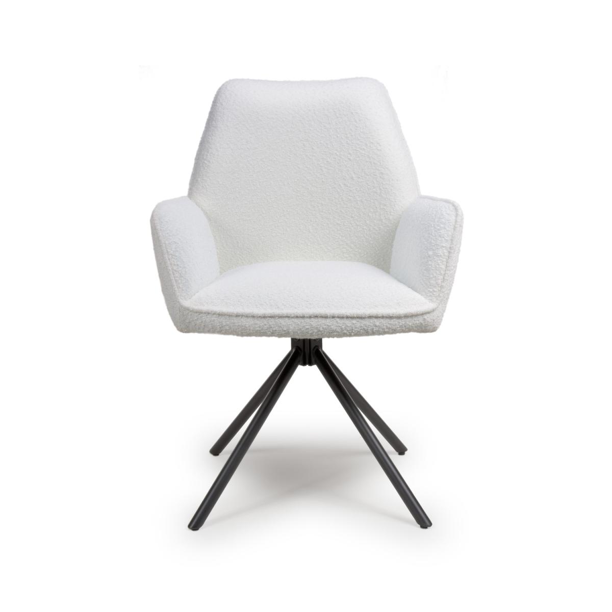 Set of 2 Cream Boucle Dining Chairs - Alva – image 2