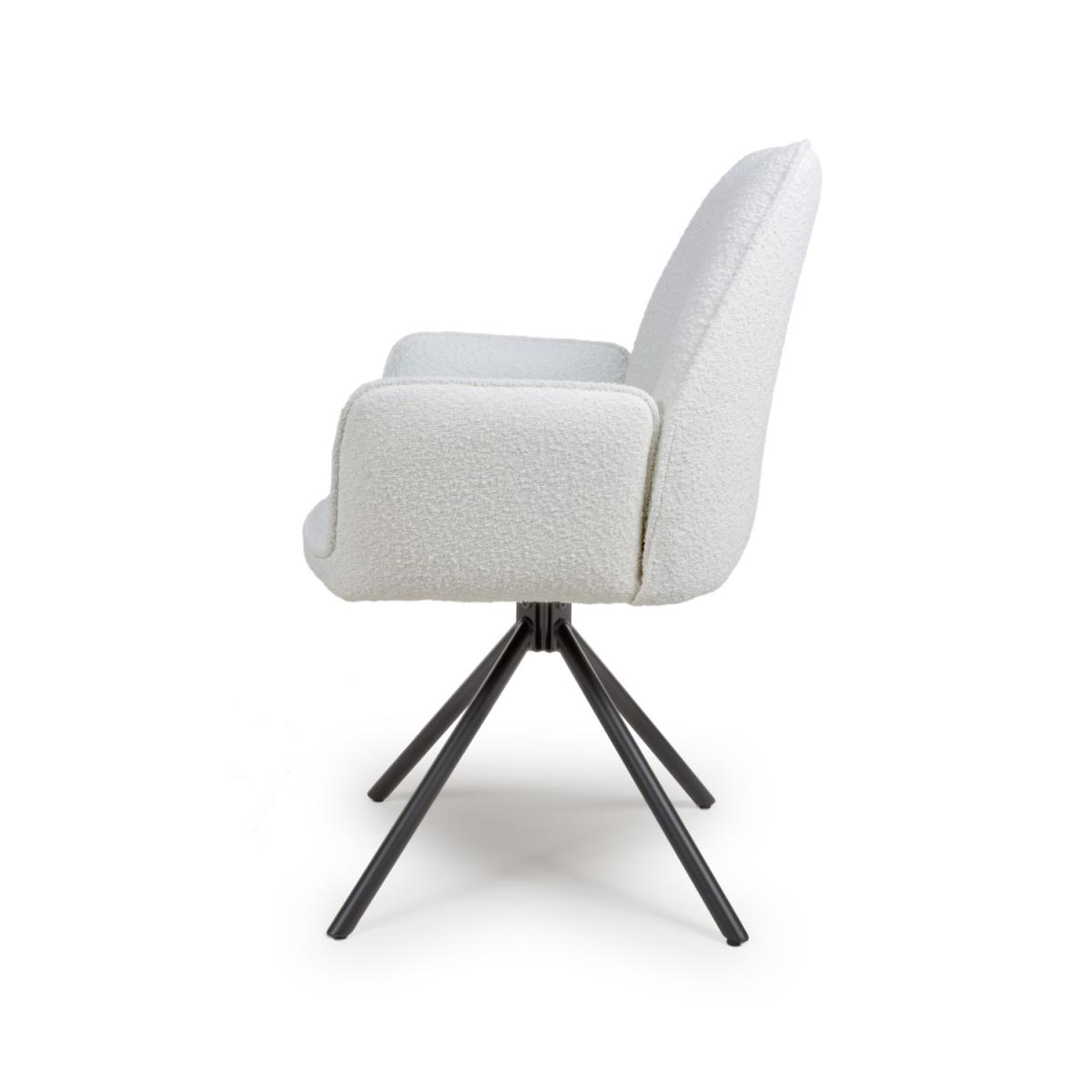 Set of 2 Cream Boucle Dining Chairs - Alva – image 4