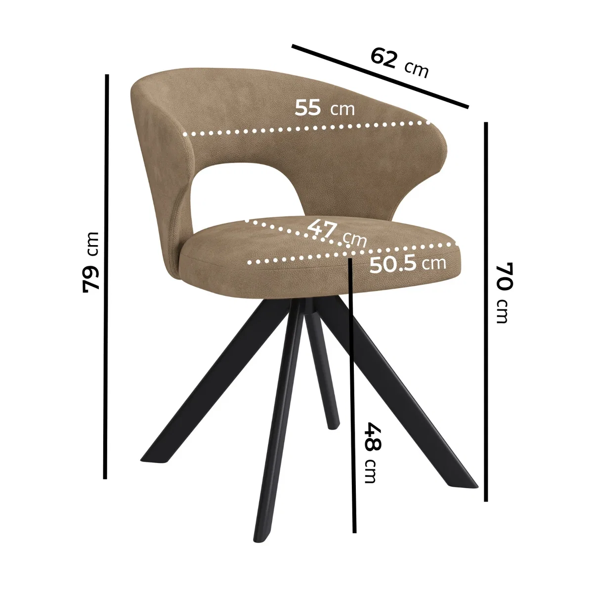Set of 6 Beige Faux Leather Swivel Dining Chairs - Mila – image 2