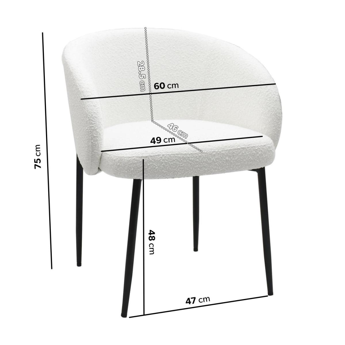 Set of 4 White Boucle Dining Chairs - Cora – image 2