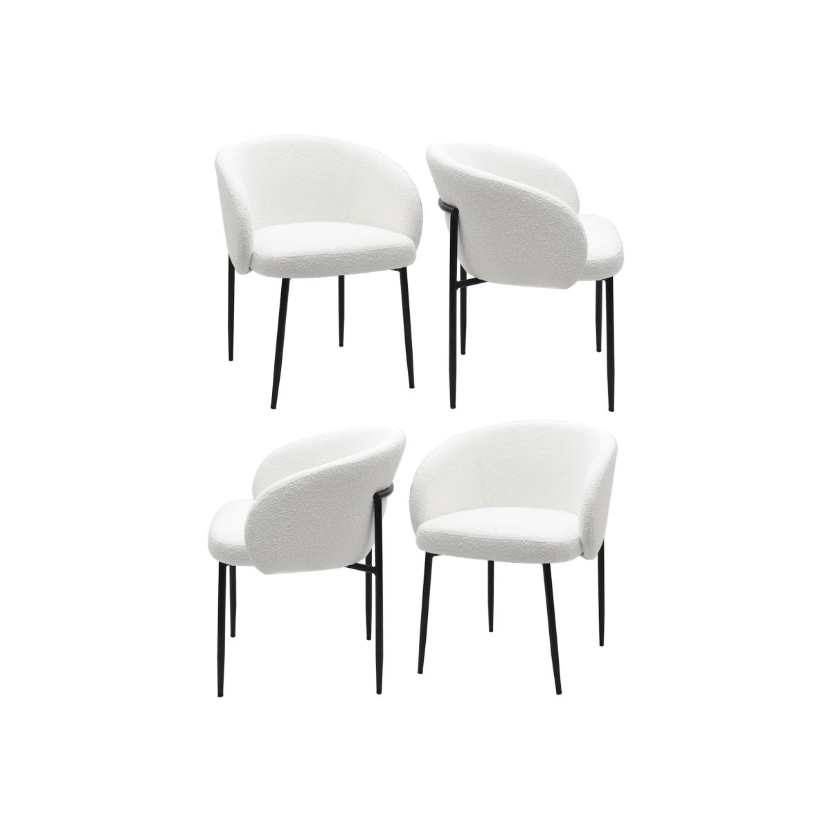 Set of 4 White Boucle Dining Chairs - Cora – image 1