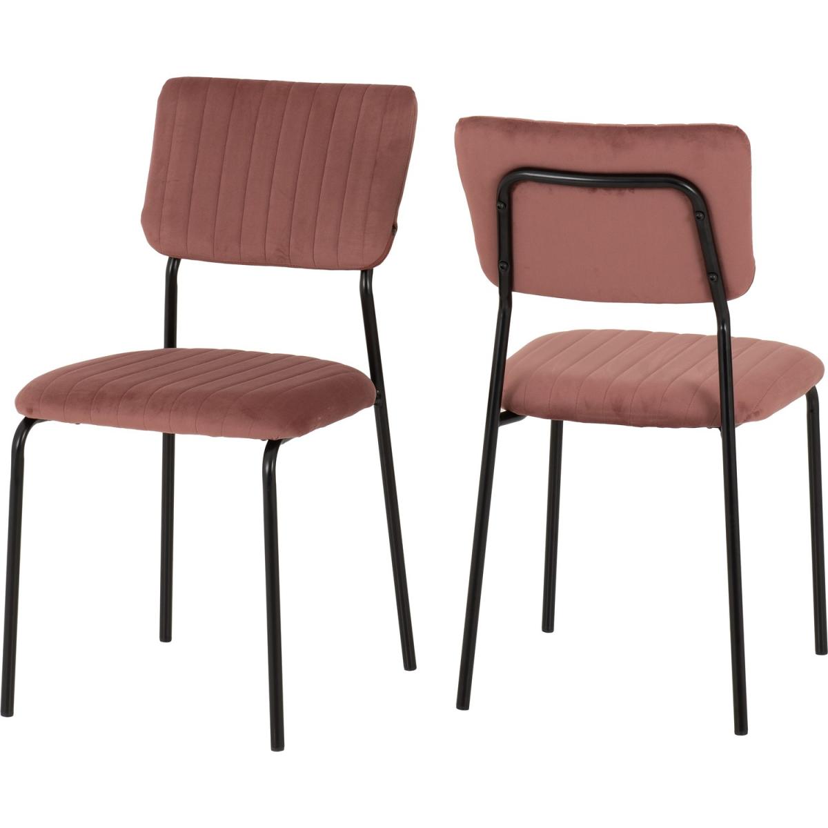 Set of 4 Pink Velvet Dining Chairs Sheldon- Seconique – image 2