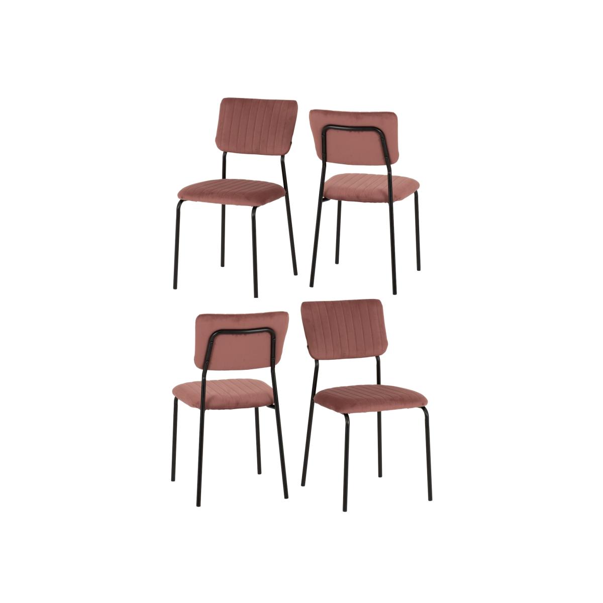 Set of 4 Pink Velvet Dining Chairs Sheldon- Seconique – image 1