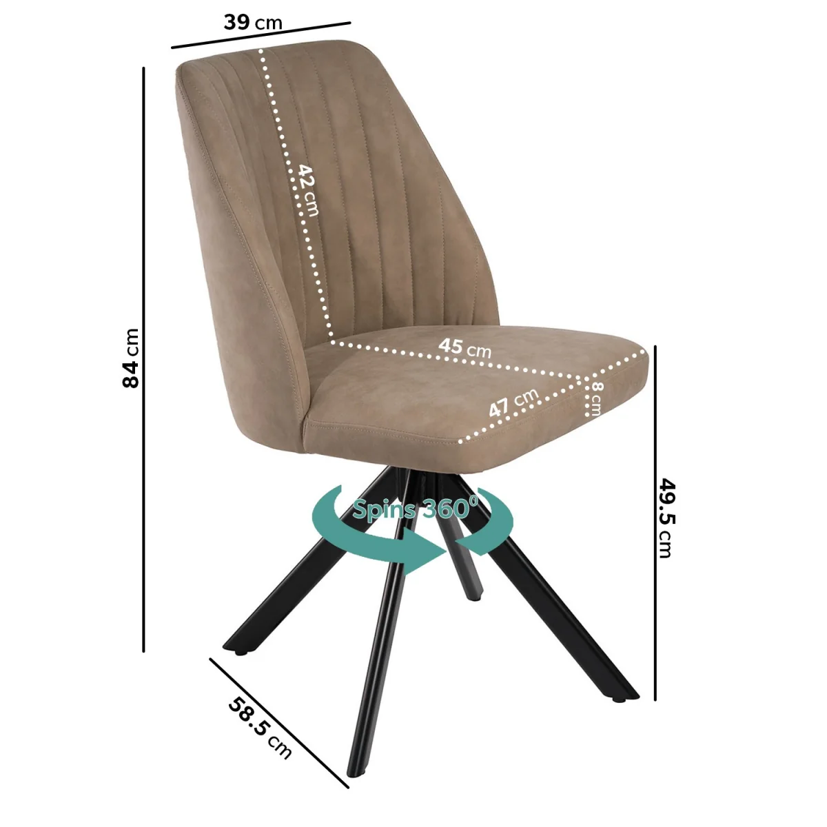 Set of 6 Beige Faux Leather Swivel Dining Chairs - Logan – image 2