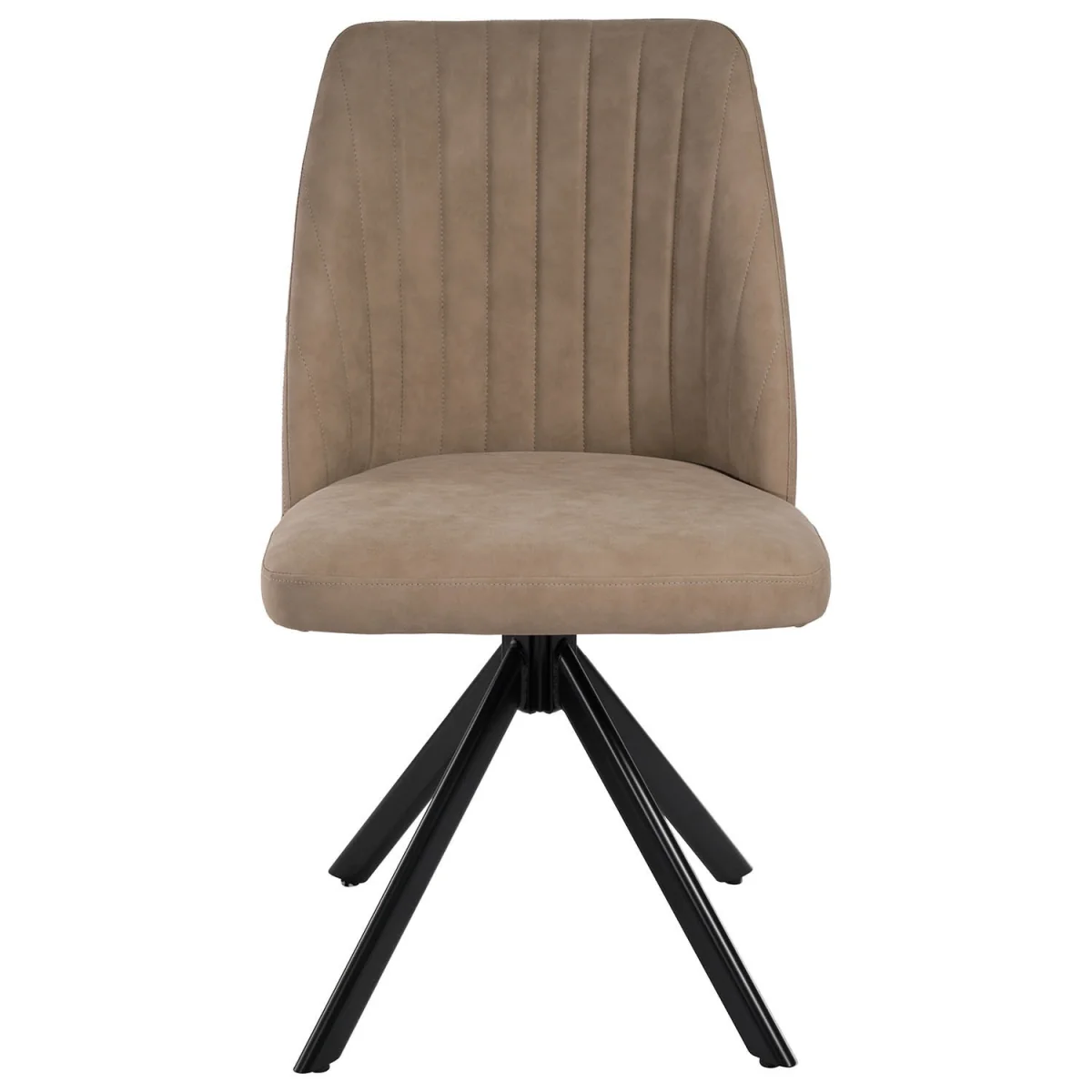 Set of 6 Beige Faux Leather Swivel Dining Chairs - Logan – image 3