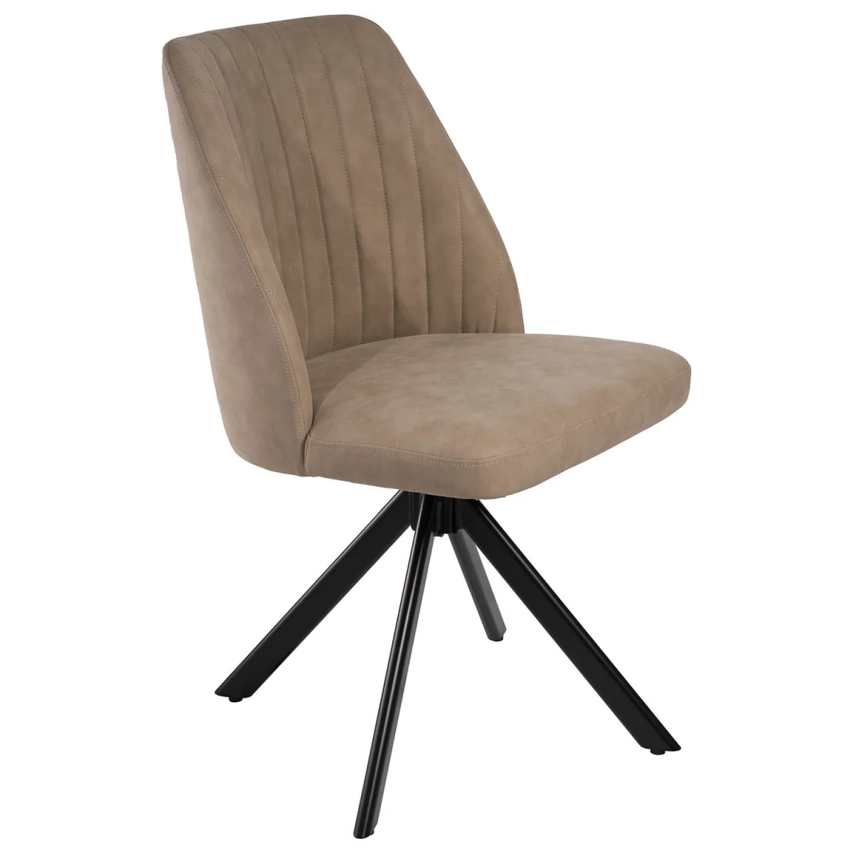 Set of 6 Beige Faux Leather Swivel Dining Chairs - Logan – image 6