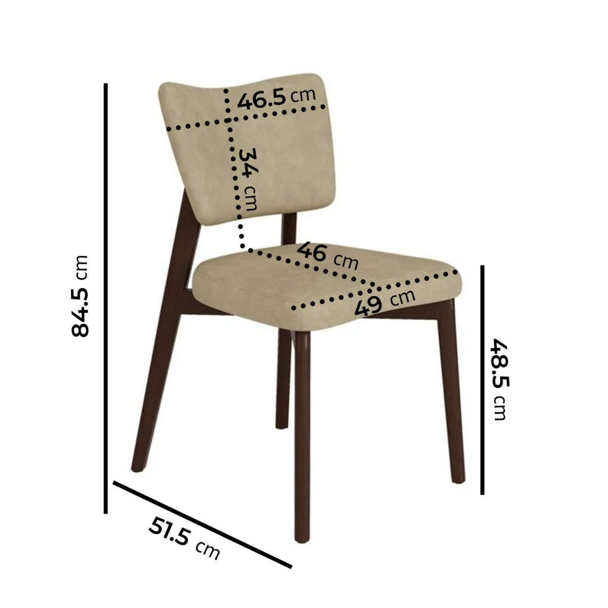 Set of 2 Beige Faux Leather Dining Chairs with Walnut Legs - Greta – image 2