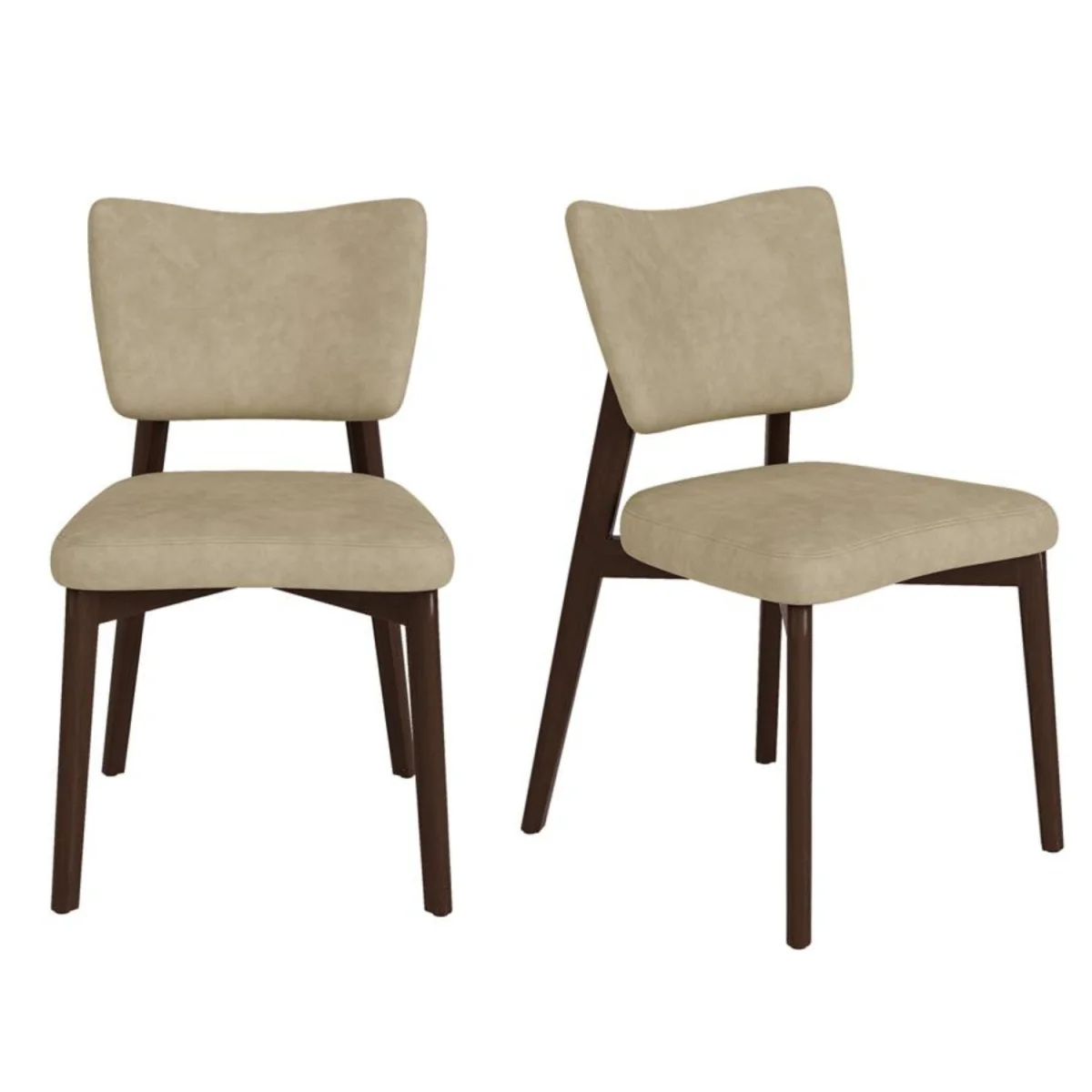 Set of 2 Beige Faux Leather Dining Chairs with Walnut Legs - Greta – image 3