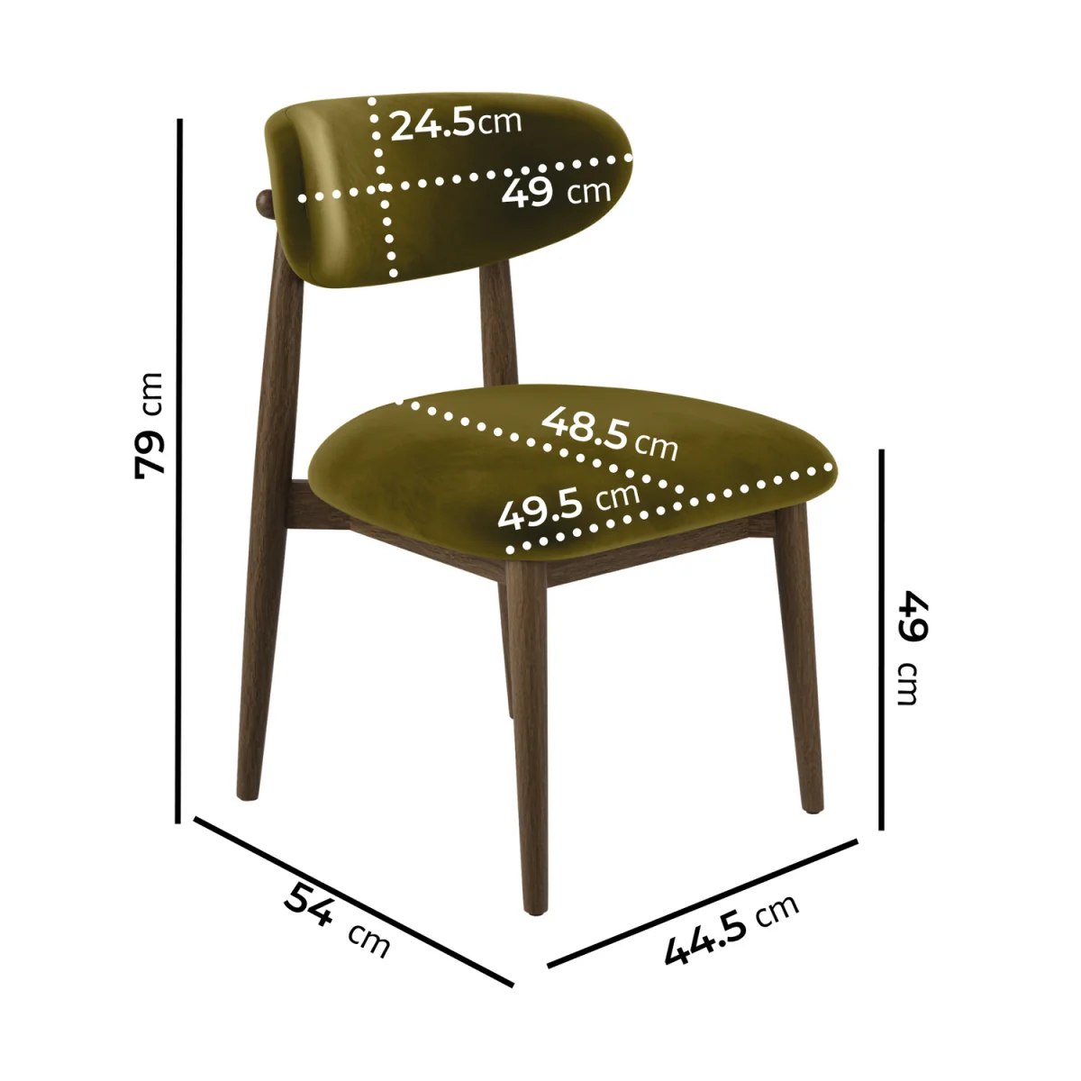 Walnut and Olive Green Upholstered Curved Dining Chair with Open Back - Kori – image 2