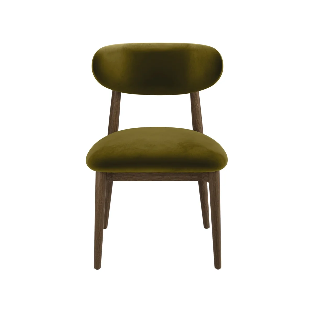 Walnut and Olive Green Upholstered Curved Dining Chair with Open Back - Kori – image 3