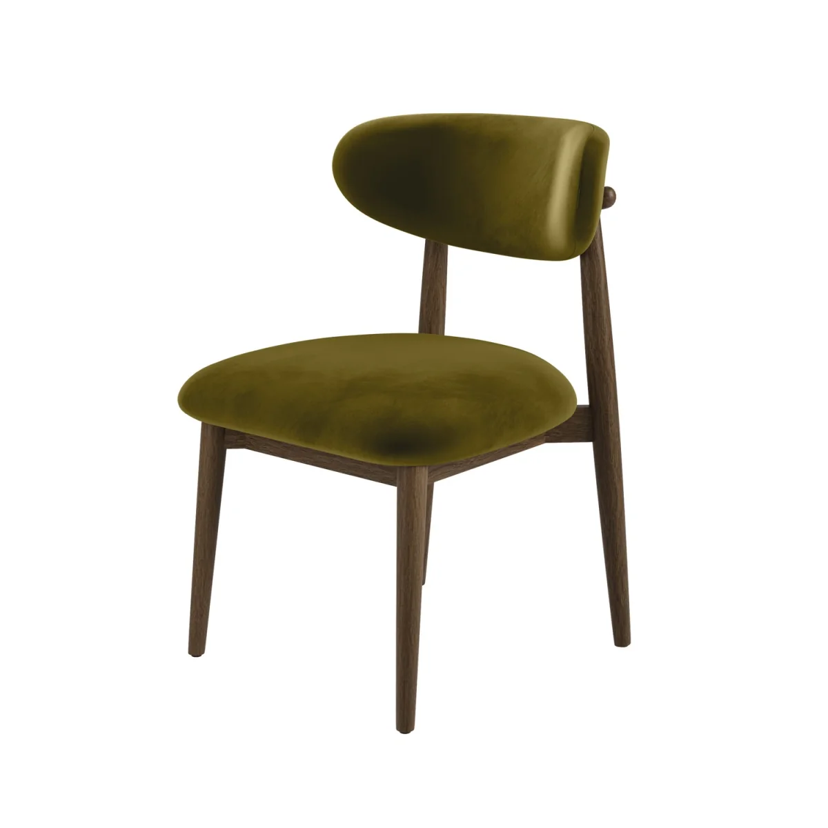 Walnut and Olive Green Upholstered Curved Dining Chair with Open Back - Kori – image 4