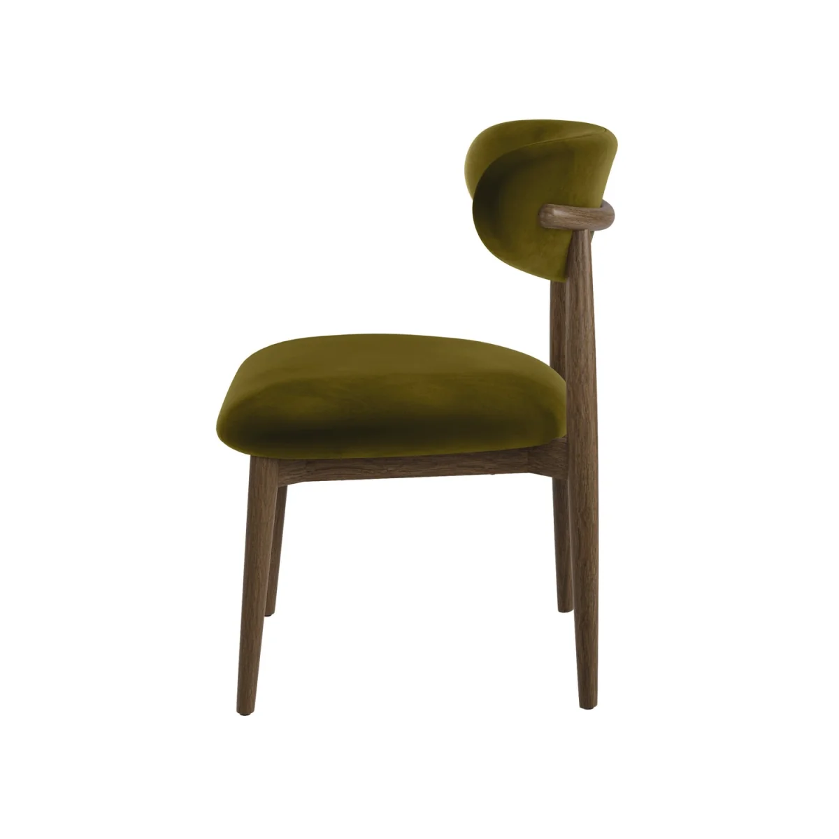Walnut and Olive Green Upholstered Curved Dining Chair with Open Back - Kori – image 5