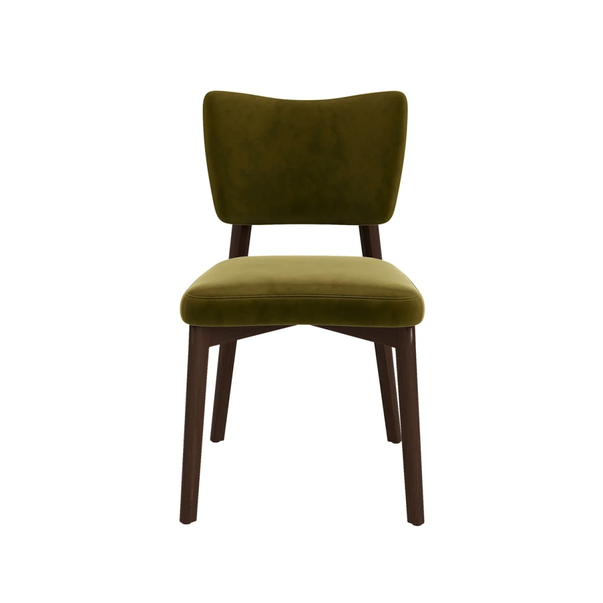 Set of 6 Olive Green Velvet Dining Chairs with Walnut Legs - Greta – image 3