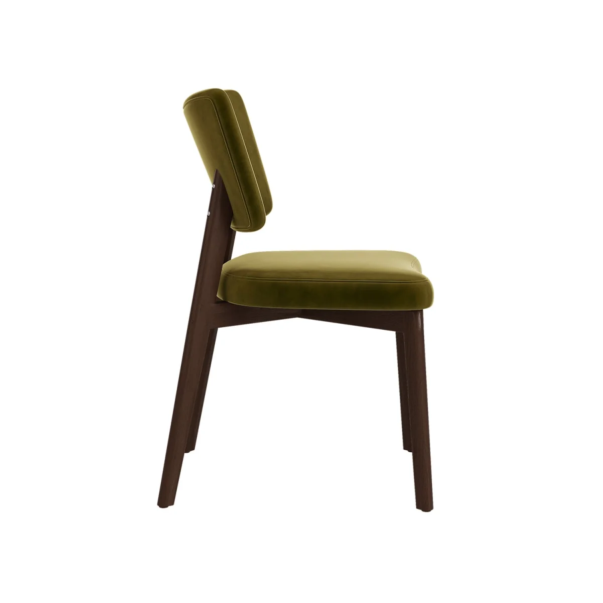 Set of 6 Olive Green Velvet Dining Chairs with Walnut Legs - Greta – image 4