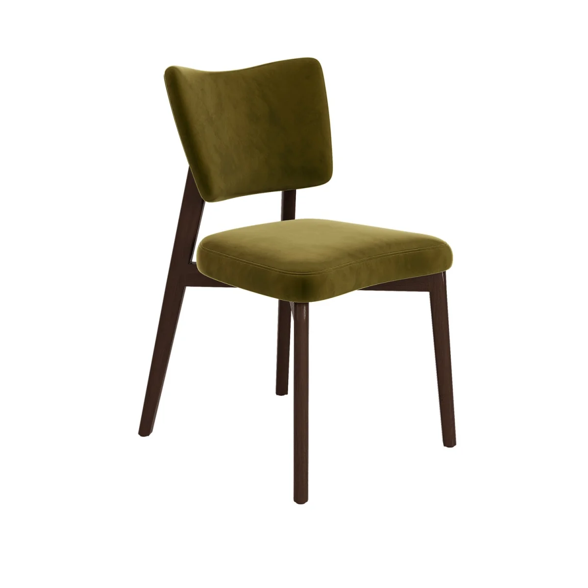 Set of 6 Olive Green Velvet Dining Chairs with Walnut Legs - Greta – image 5