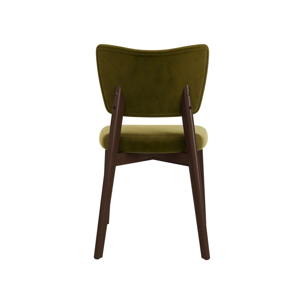 Set of 6 Olive Green Velvet Dining Chairs with Walnut Legs - Greta – image 6