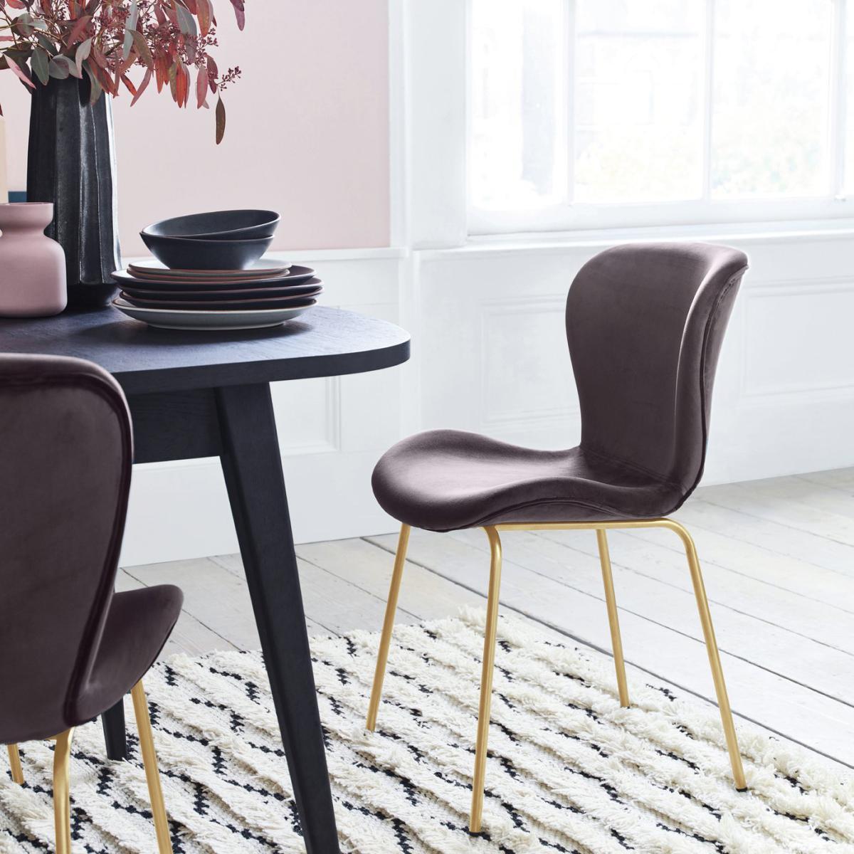 Habitat Etta Pair of Velvet Dining Chair - Grey – image 2