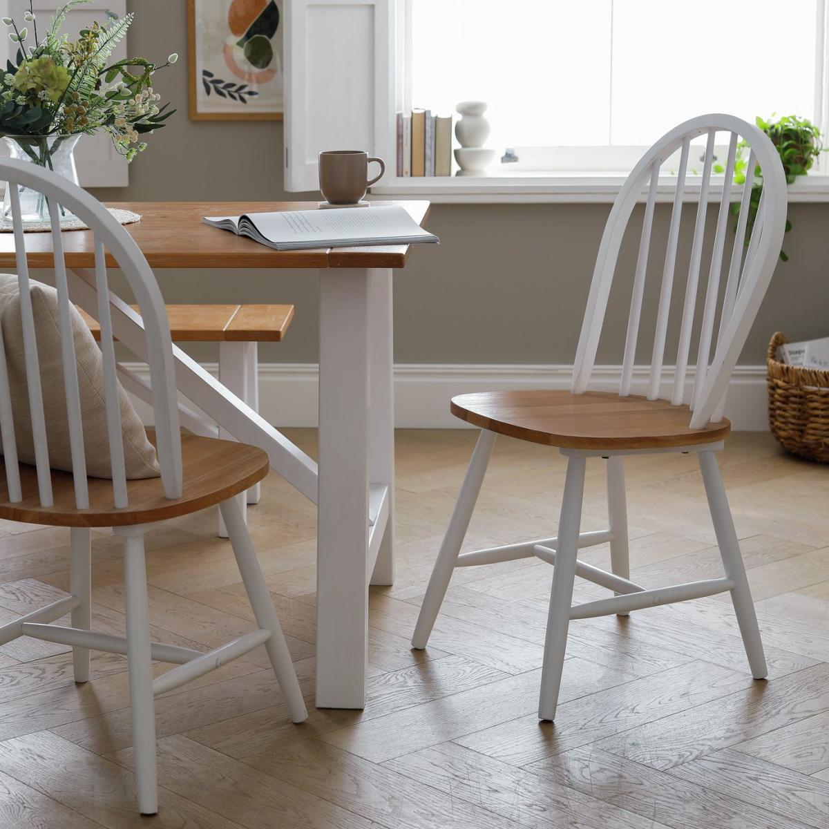 Habitat Burford Pair of Solid Wood Dining Chairs - Grey – image 3