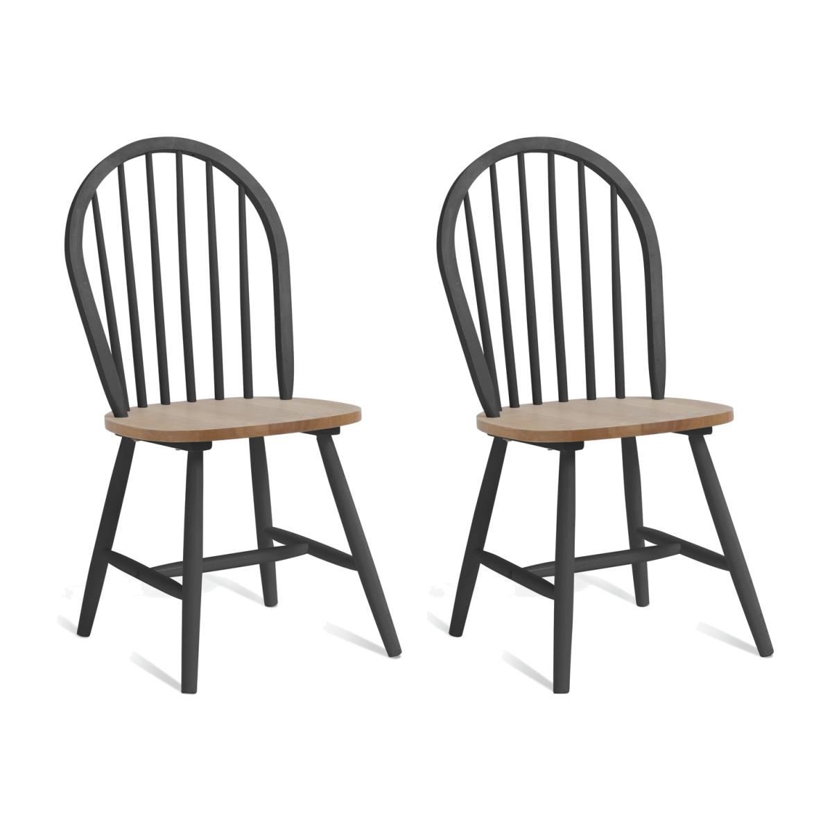 Habitat Burford Pair of Solid Wood Dining Chairs - Grey – image 1