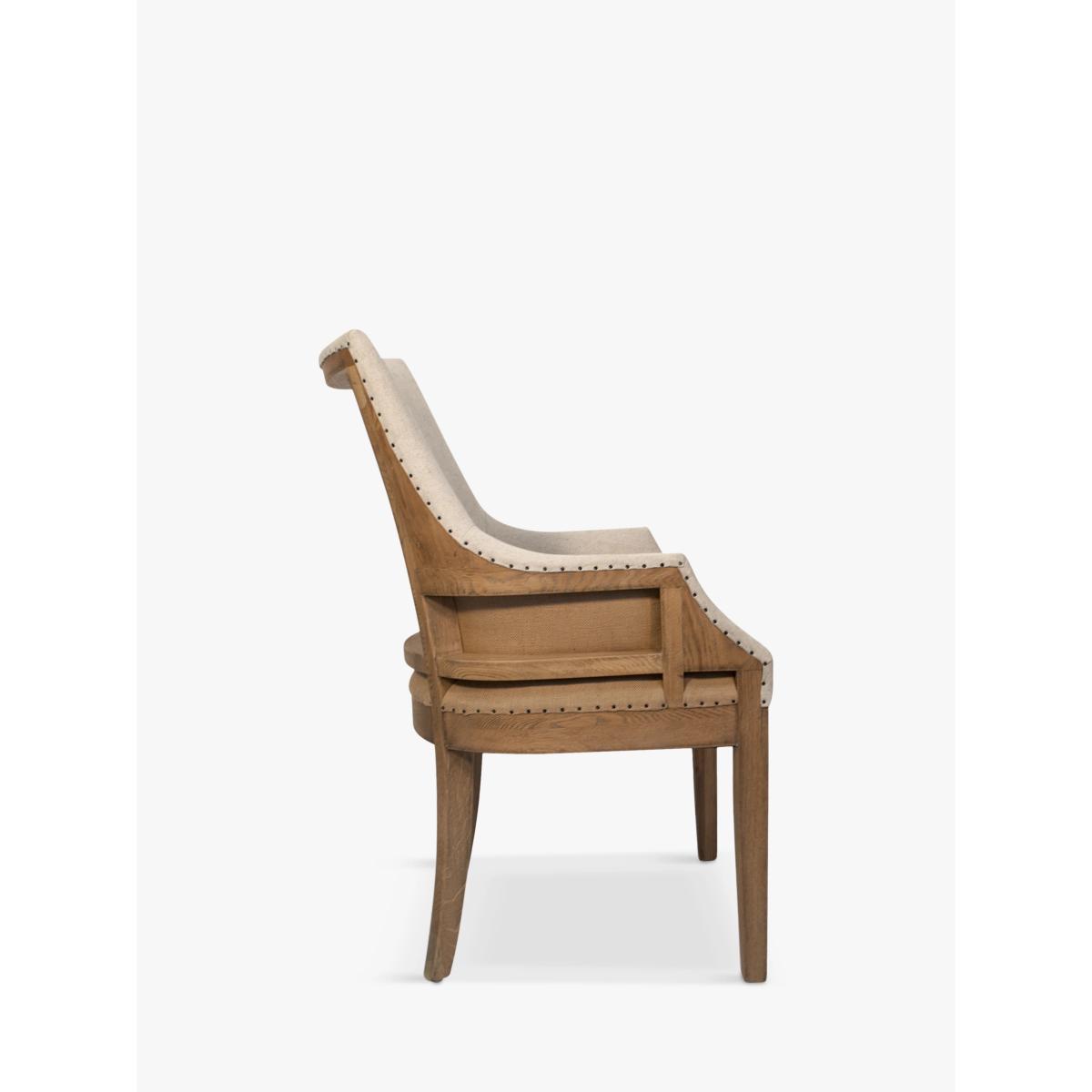 One.World St James Linen & Oak Wood Striped Carver Dining Chair, Beige/Neutral – image 3
