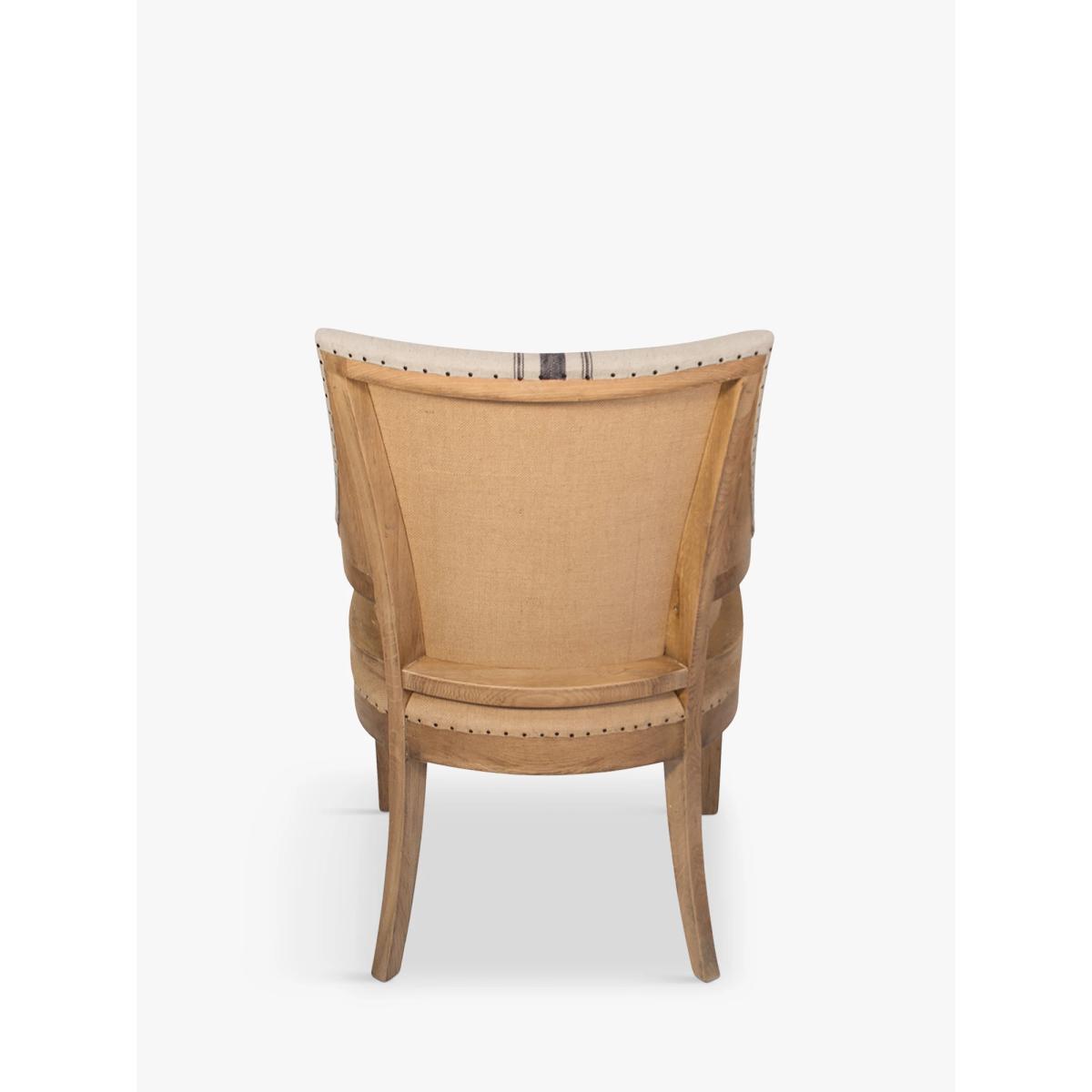 One.World St James Linen & Oak Wood Striped Carver Dining Chair, Beige/Neutral – image 4