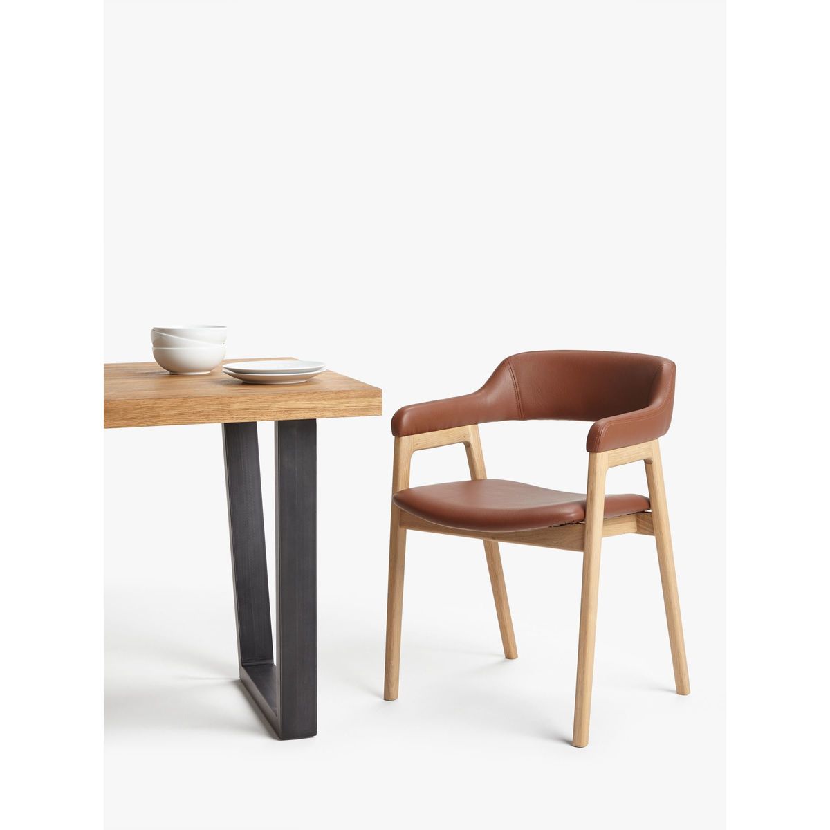 John Lewis & Partners Santino Dining Armchair, Tan/Oak – image 5