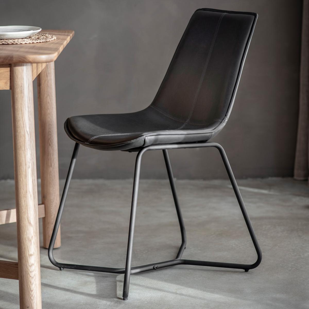 Hawkley Faux Leather Dining Chair - Charcoal Grey (Set of 2) – image 3