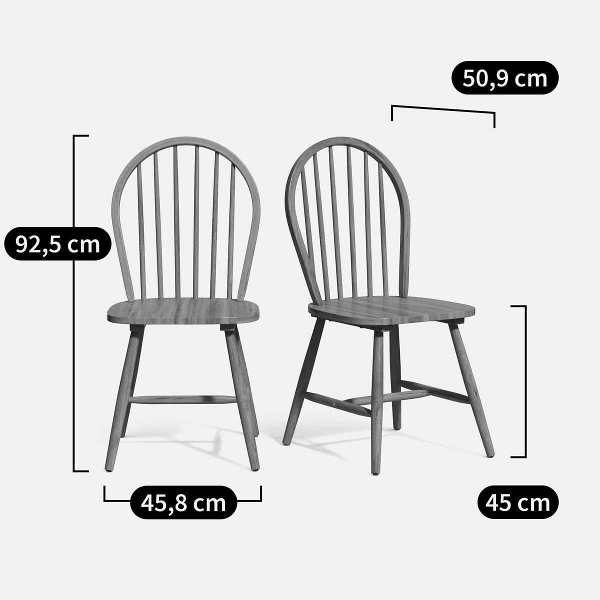 Set of 2 Windsor Spindle Back Chairs – image 5