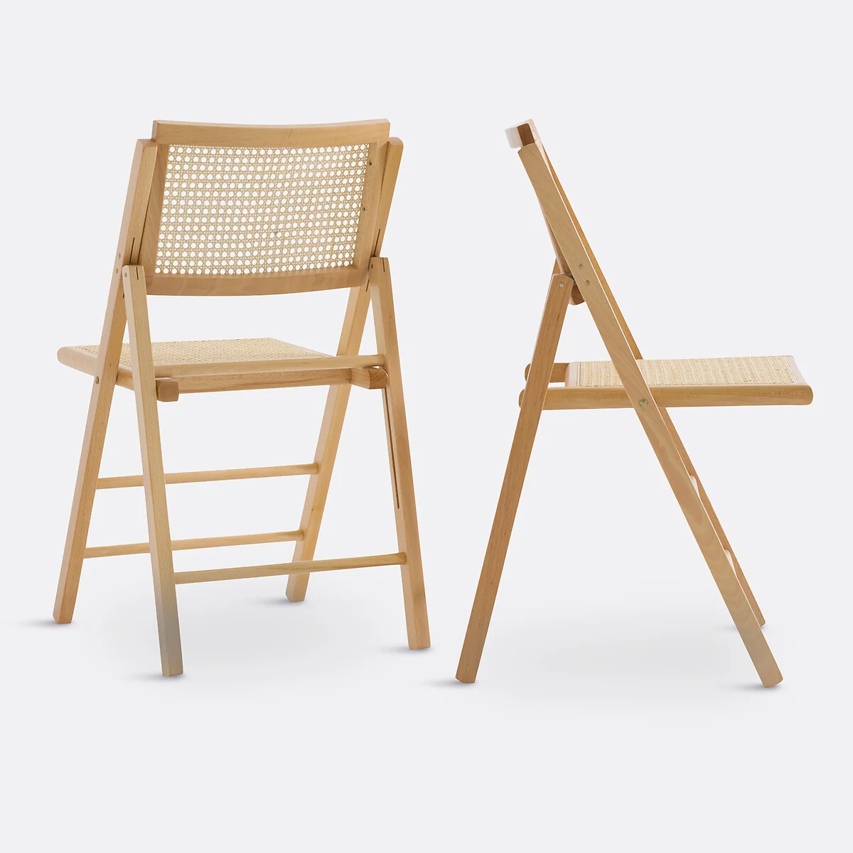 Set of 2 Rivia Beech & Cane Folding Chairs – image 3