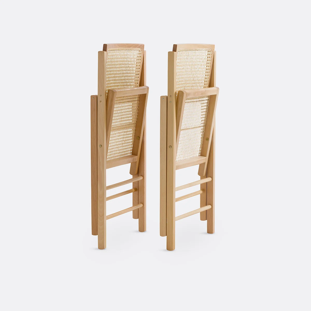 Set of 2 Rivia Beech & Cane Folding Chairs – image 4
