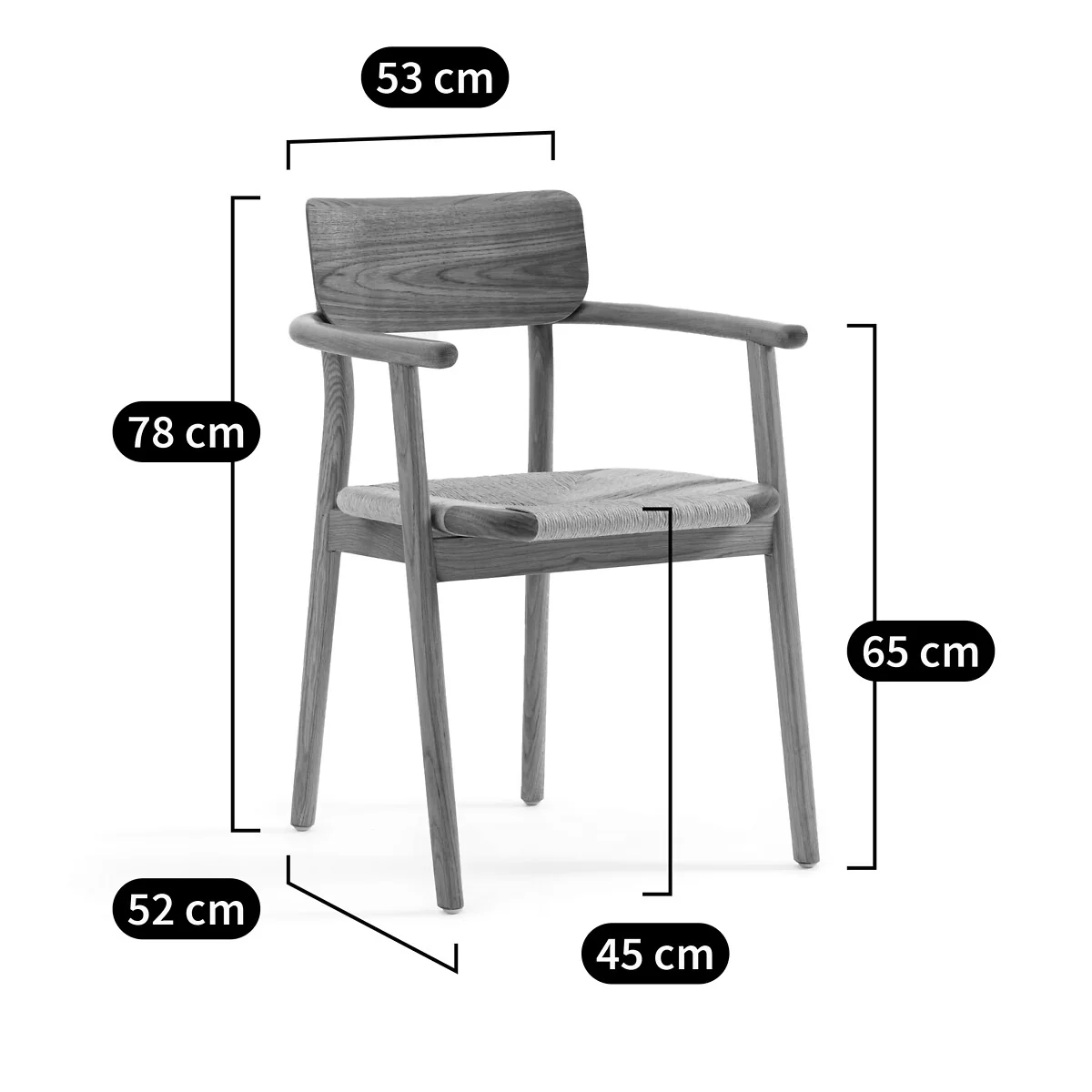 Pipo Solid Oak and Weaving Table Armchair – image 8