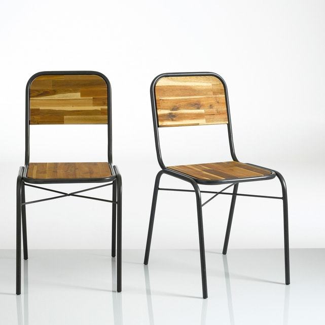 HIBA Tubular Steel & Wood Chairs (Set of 2) – image 3