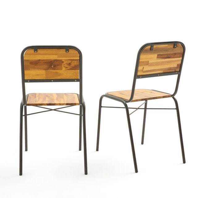 HIBA Tubular Steel & Wood Chairs (Set of 2) – image 4