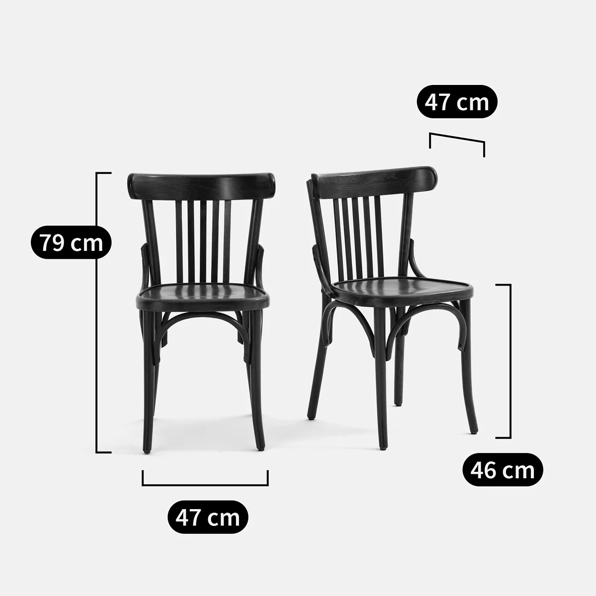 Set of 2 Bistro Spindle Back Chairs – image 5