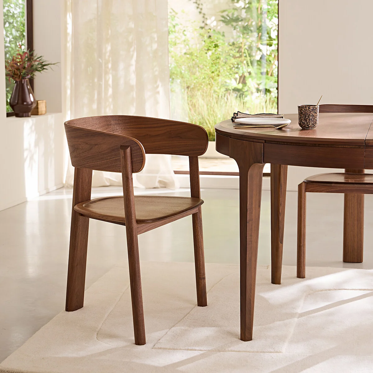 Marais Tripod Dining Chair in Walnut and Veneer, Designed By Emmanuel Gallina – image 2
