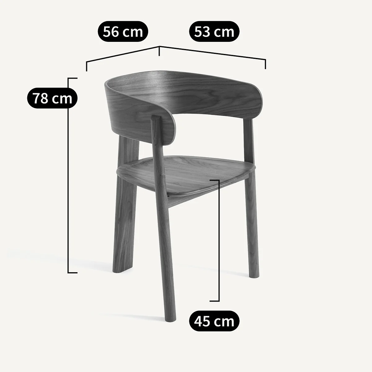 Marais Tripod Dining Chair in Walnut and Veneer, Designed By Emmanuel Gallina – image 8