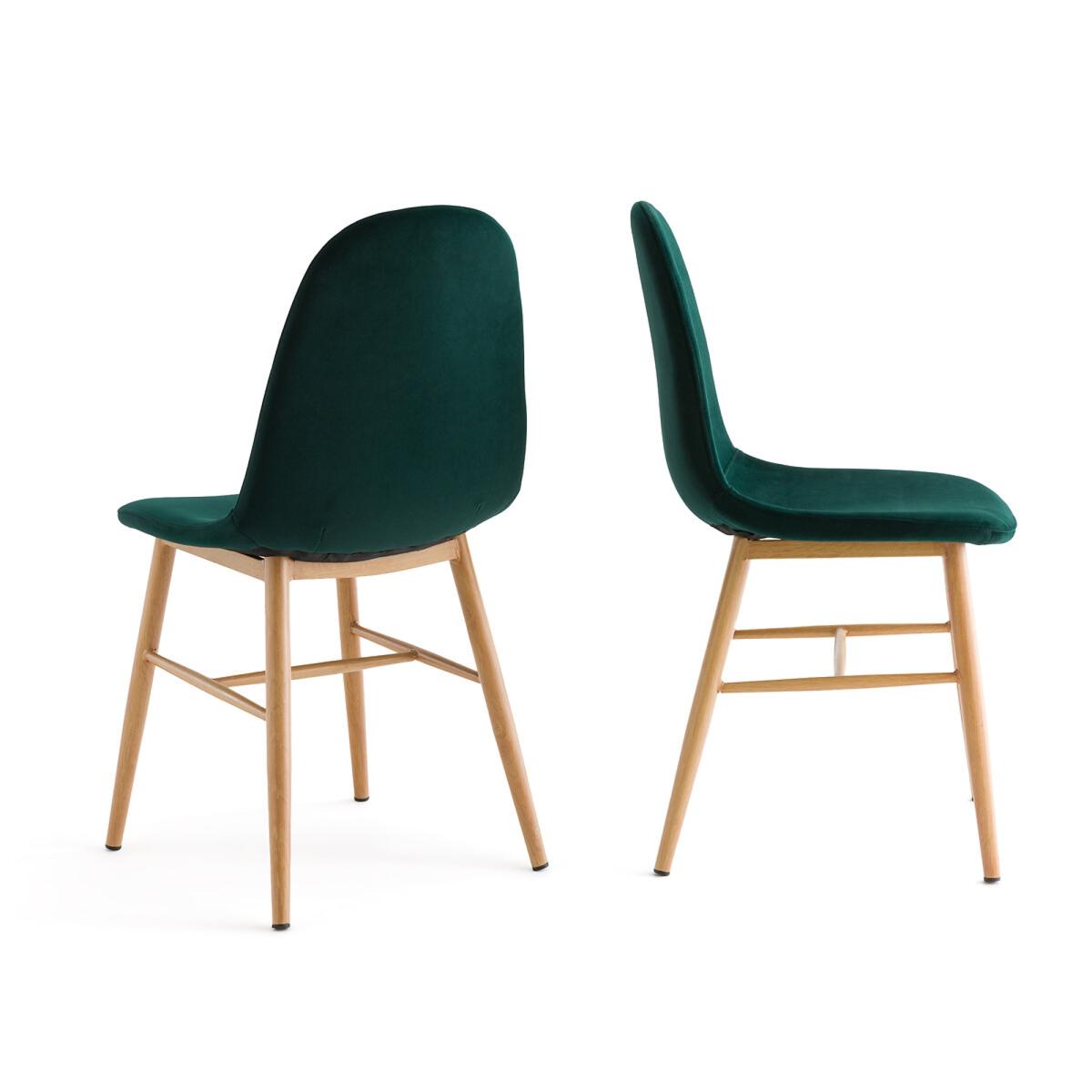 Set of 2 Polina Velvet & Wood Dining Chairs – image 2