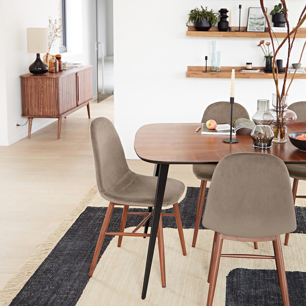 Set of 2 Polina Velvet & Wood Dining Chairs – image 4