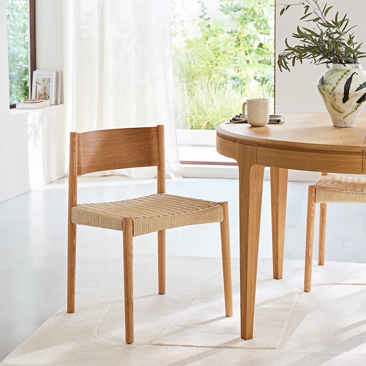 Izie Solid Ash Chair with Woven Paper Cord Seat – image 2