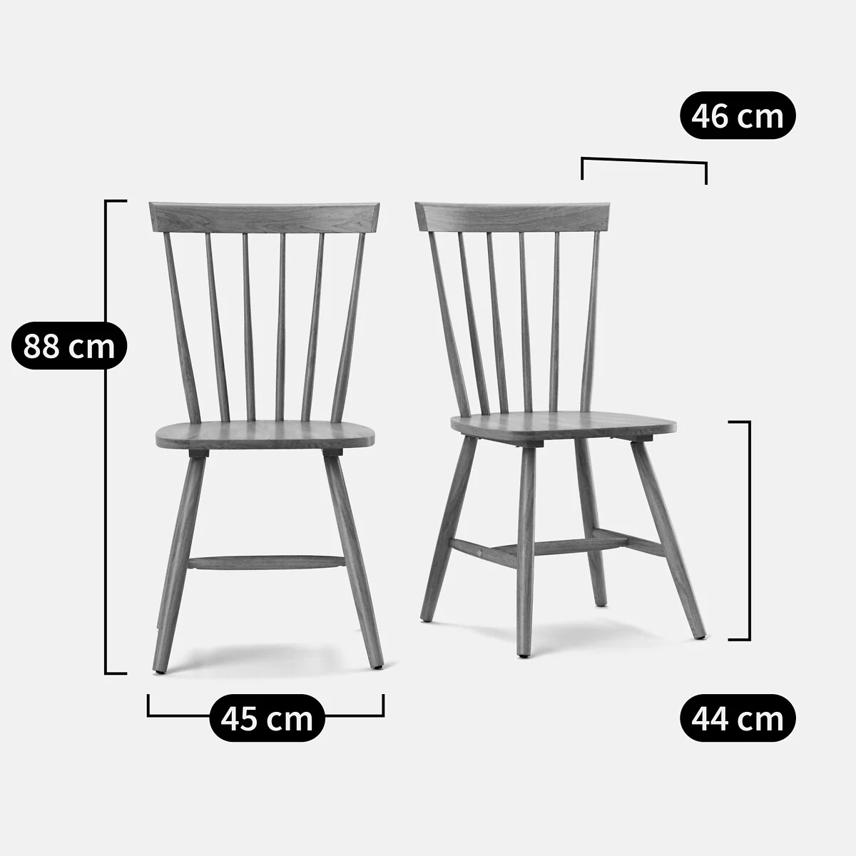 Set of 2 Jyko Spindle Back Chairs in Solid Rubberwood – image 4