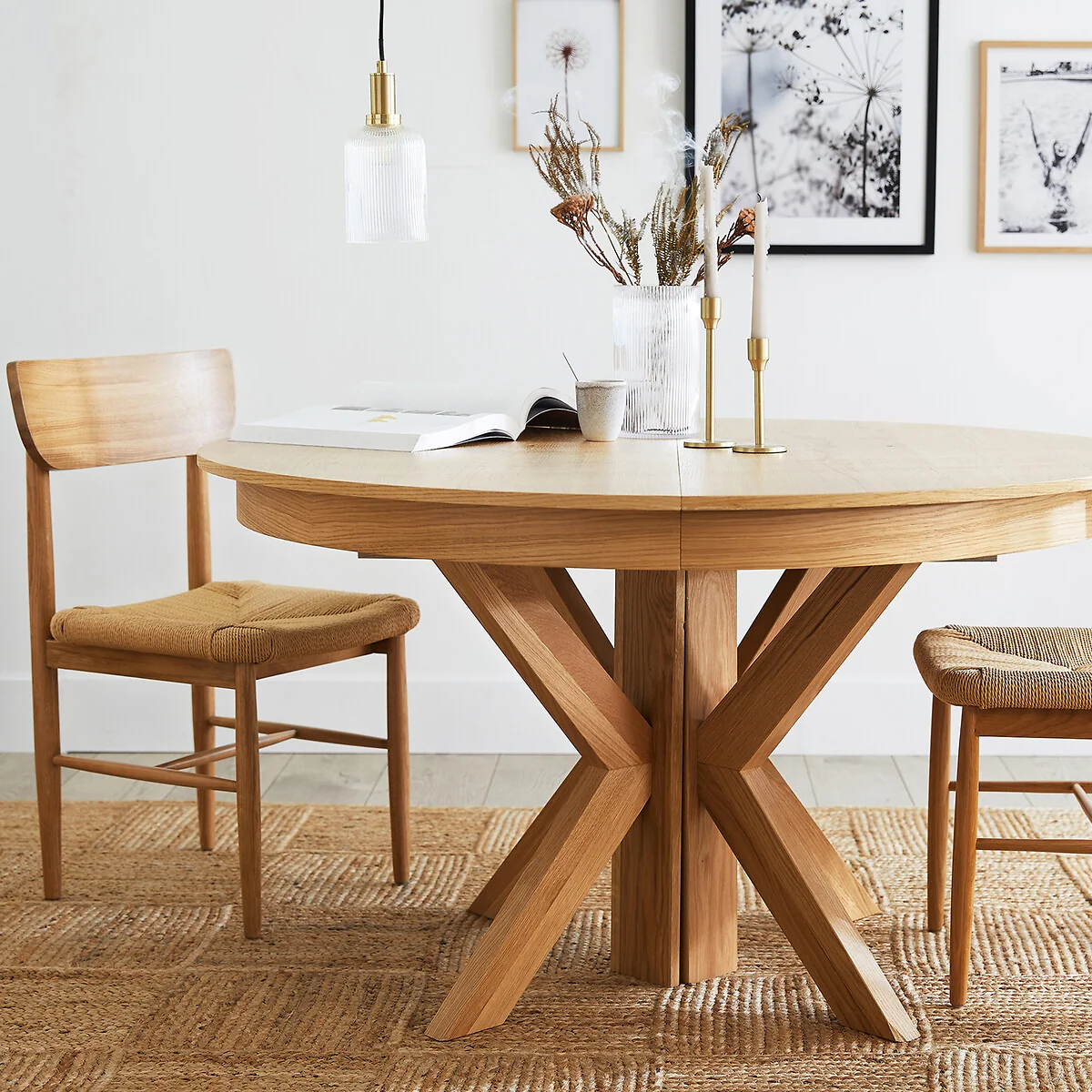 Set of 2 Andre Solid Oak Chairs with Braided Seats – image 2