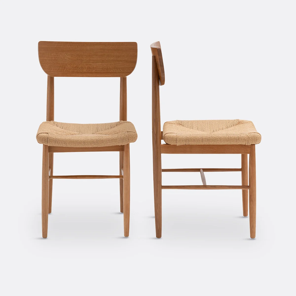 Set of 2 Andre Solid Oak Chairs with Braided Seats – image 3