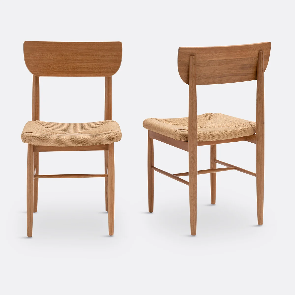 Set of 2 Andre Solid Oak Chairs with Braided Seats – image 4
