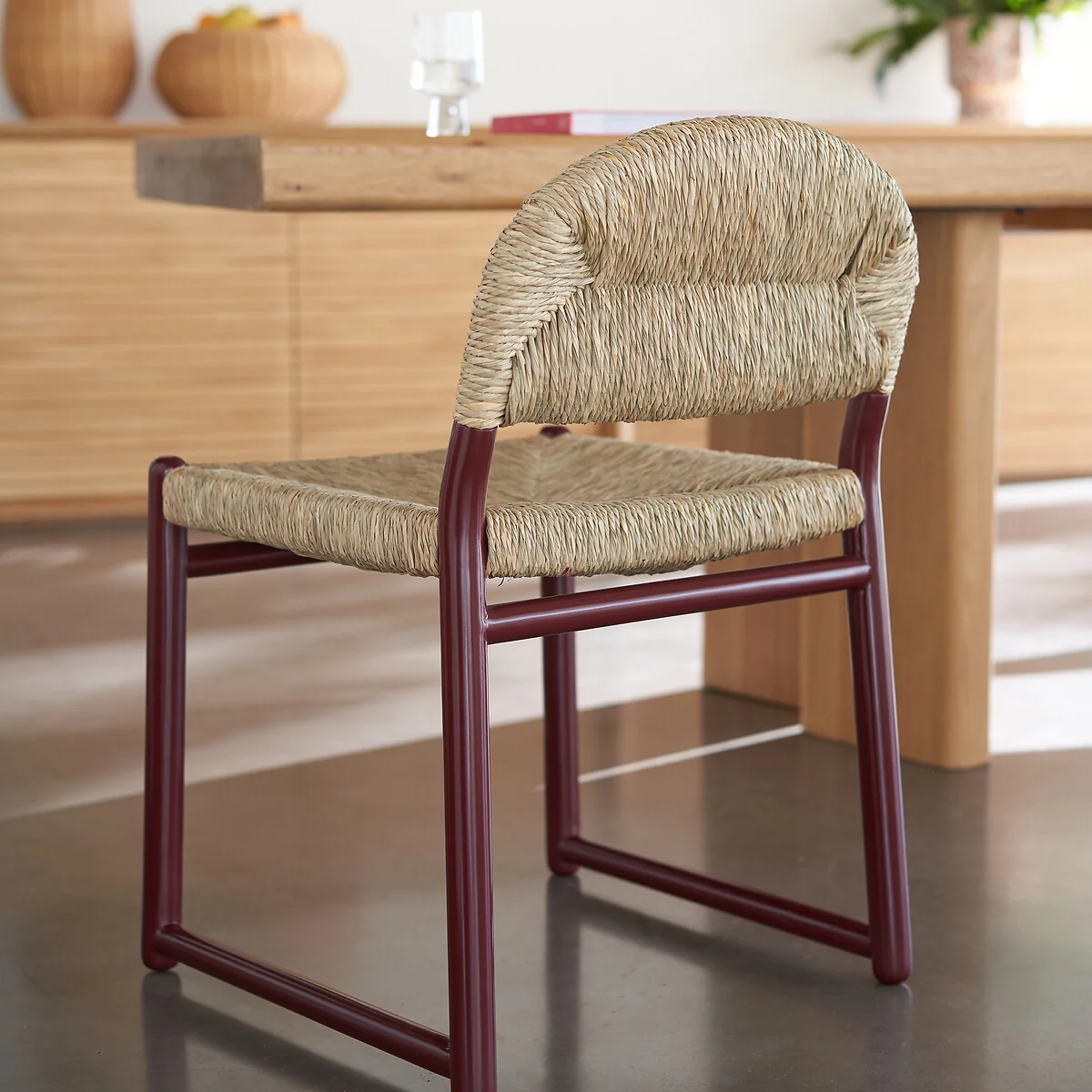 Lyla Chair in Lacquered Solid Oak and Straw – image 2