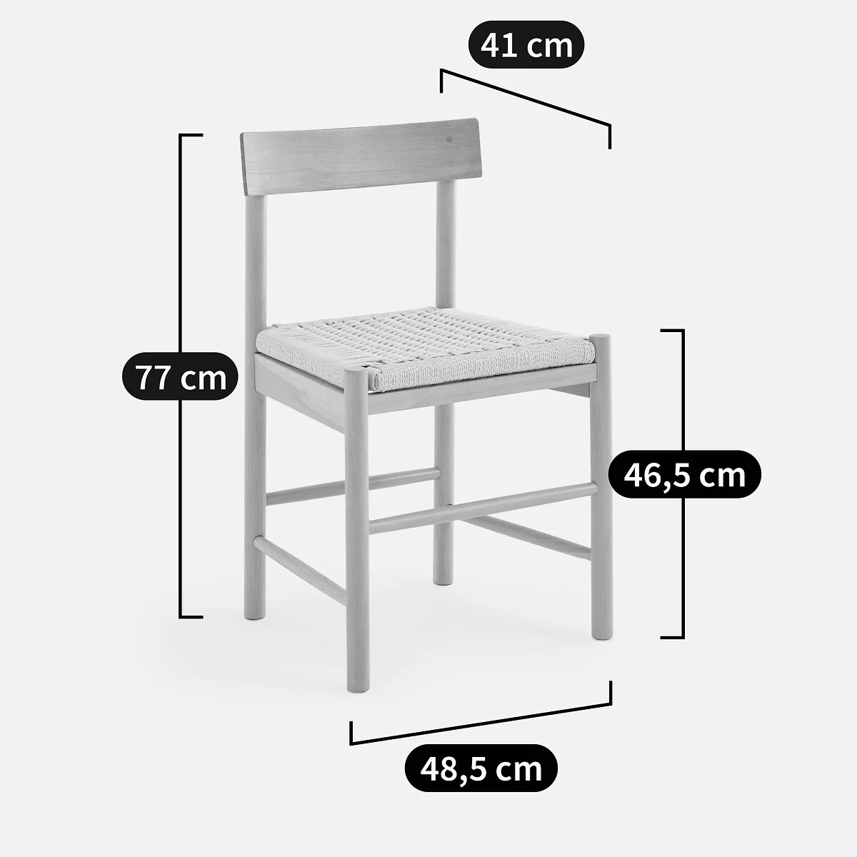 Taga Solid Oak Chair with Bleached Wood Effect and Rope Seat – image 8