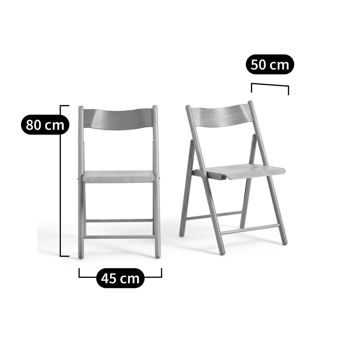 Set of 2 Panni Folding Chairs in Beech and Veneer – image 5